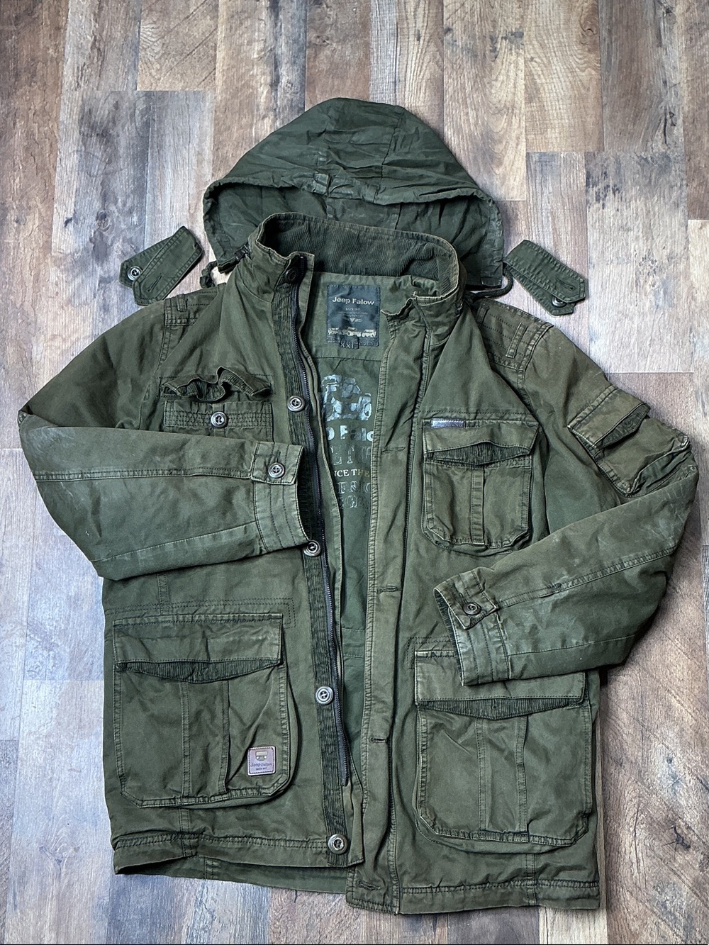 Vintage Jeep Olive Green Military-style Field Jacket